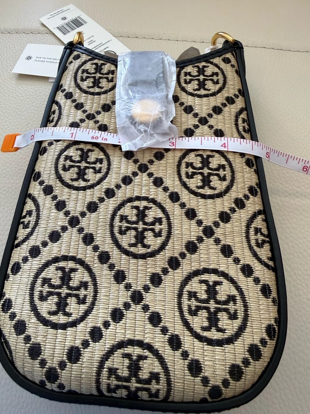 NWT T Monogram Raffia Phone crossbody
